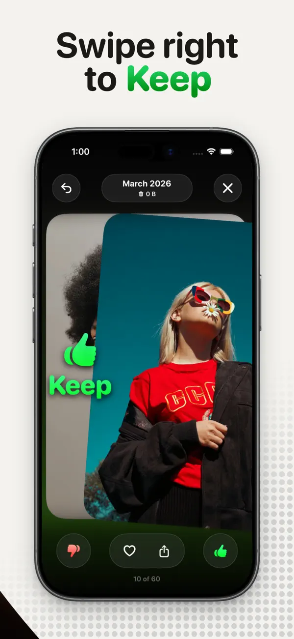 KeepYeet swipe right gesture used to keep a photo